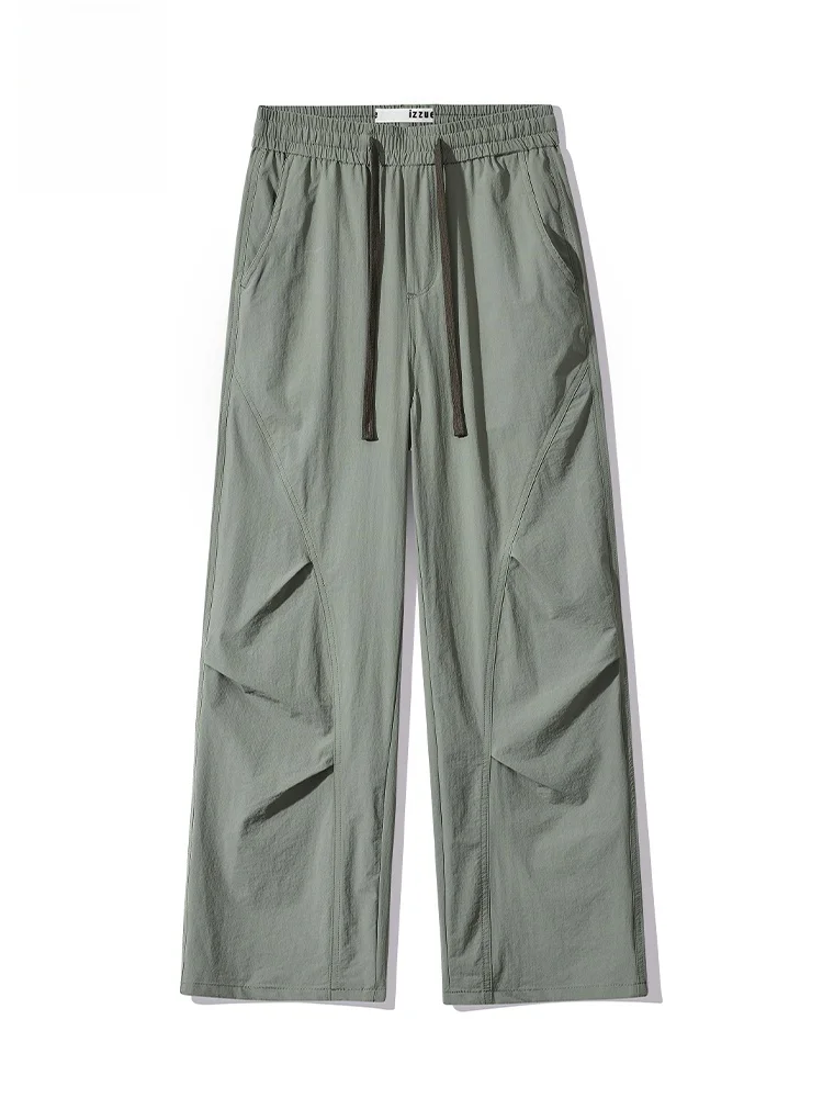 

Ice Silk Men's Workwear Pants Qui Dry Loose Straight Leg Casual Trousers Autumn Seasonal Youth Faion Breathable Comfortable