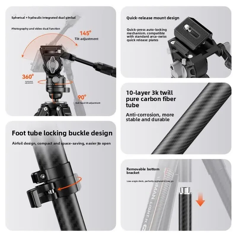 Professional travel photography, portable photography, triangular spherical live video, outdoor tripod stabilization bracket