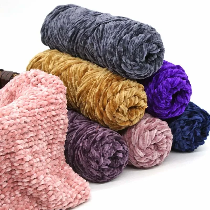 100g Chenille New Soft Rainbow Wool Craft Sweater Yarn BluePink Chunky Crochet BabySoft Knitting Thick DIY Velvet