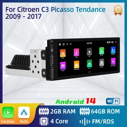 1 Din Carplay Screen for Citroen C3 Picasso Tendance 2009-2017 1din Android Radio Stereo Car Multimedia Head Unit Autoradio GPS