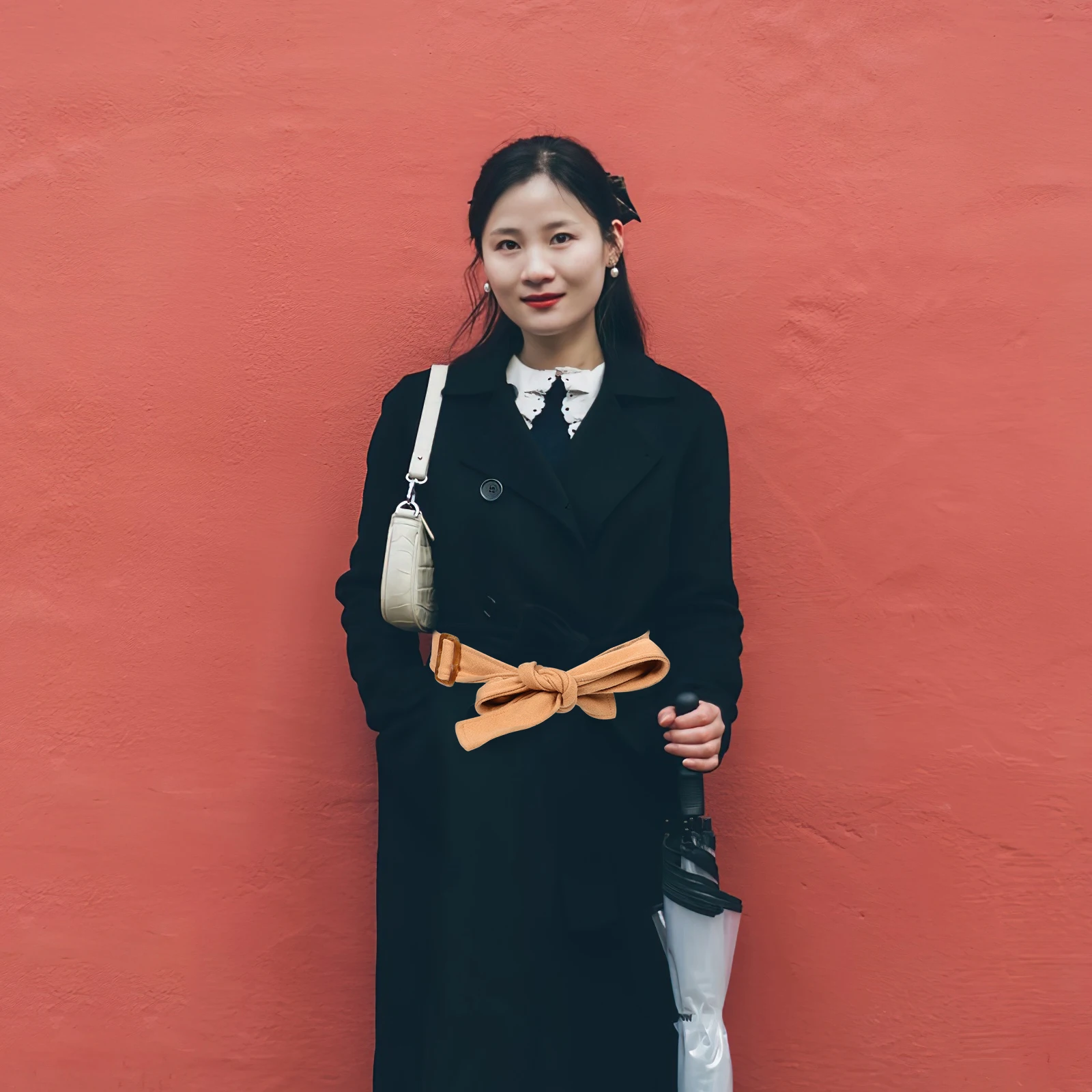 

Fashionable Women Woolen Overcoat Waist Light Brown Durable Long For Sweaters Jackets Stylish Wide Adjustable Waist Tie Elegant