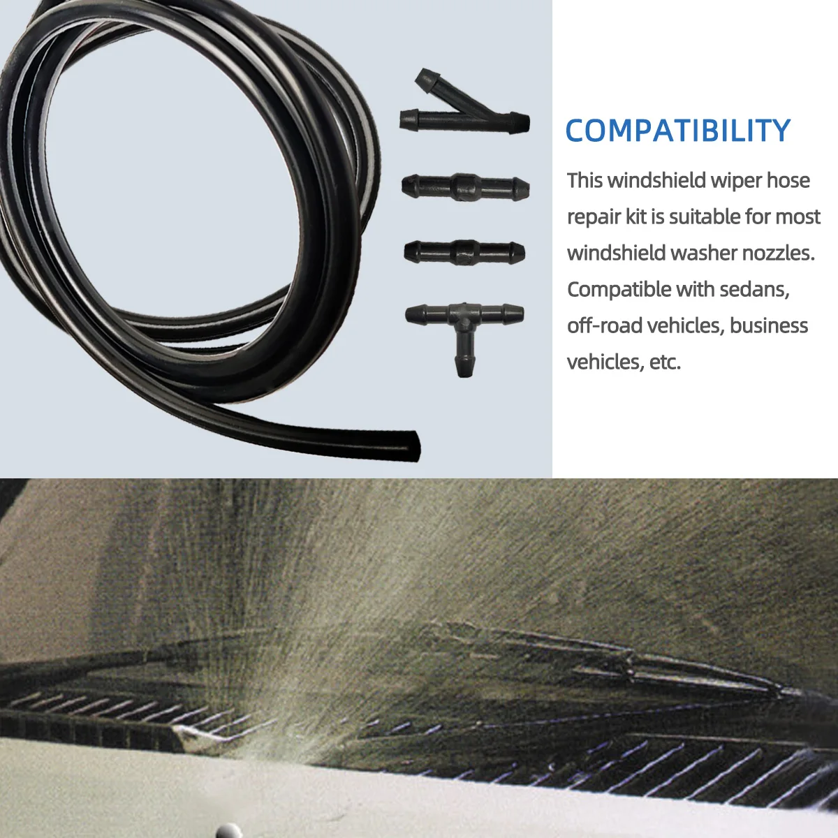 Universal Windshield Washer Nozzle Hose Tube Pipe W / Connector T Y Straight for Front Window Headlight Pump Car Parts