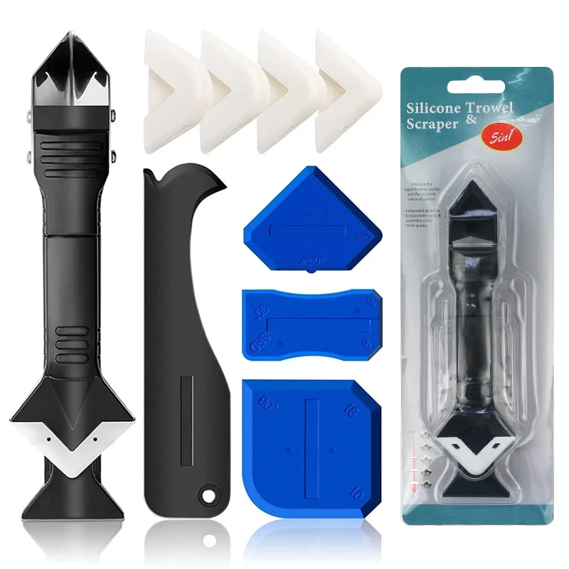 Silicone Caulking Tools-3 in 1 Sealant Finishing Tool Grout Remove Scraper Caulk Remover Glass Glue Angle Scraper for Bathroom