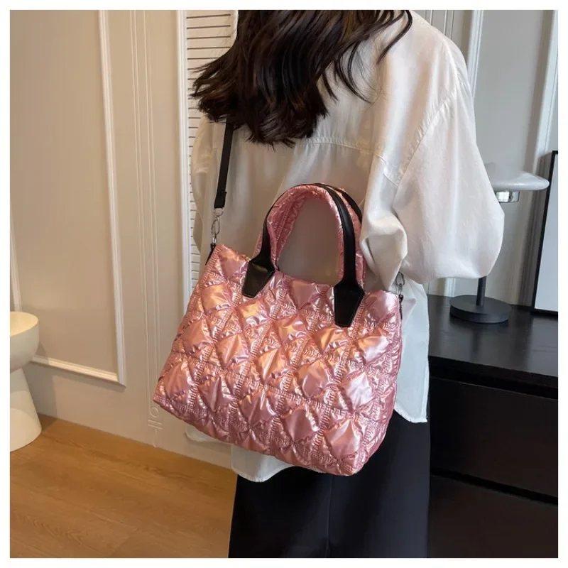 Sac fourre-tout à carreaux en diamant pour femme, sacs plissés Cloud, plus grande capacité, design initié, doudoune