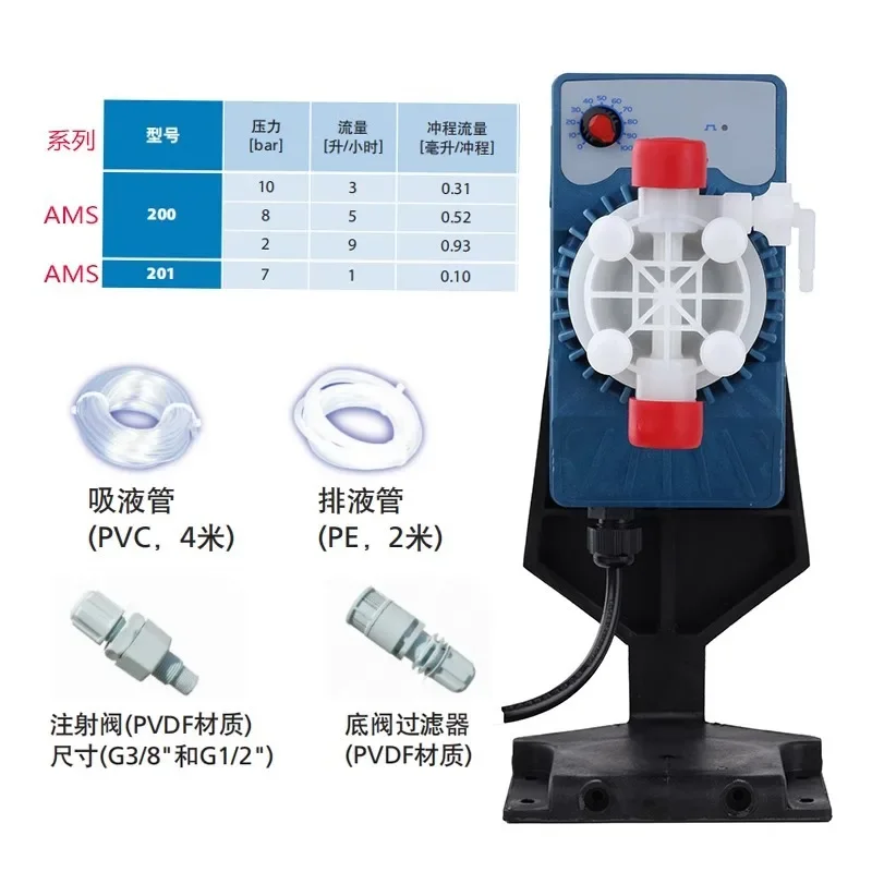 Metering Pump 200, Acid & Alkali Resistant Adjustable Dosing Pump AKS603/800/803 For Sewage Treatment Plant