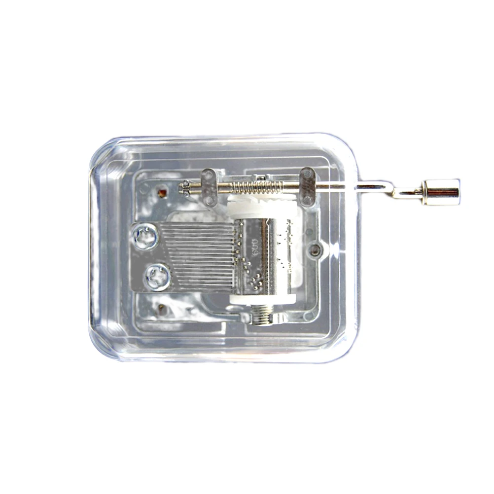 

Music Box Clear Acrylic Mechanical Hand Crank Plays Castle in The Sky Melody Gift for Friends Birthday Creative Unique