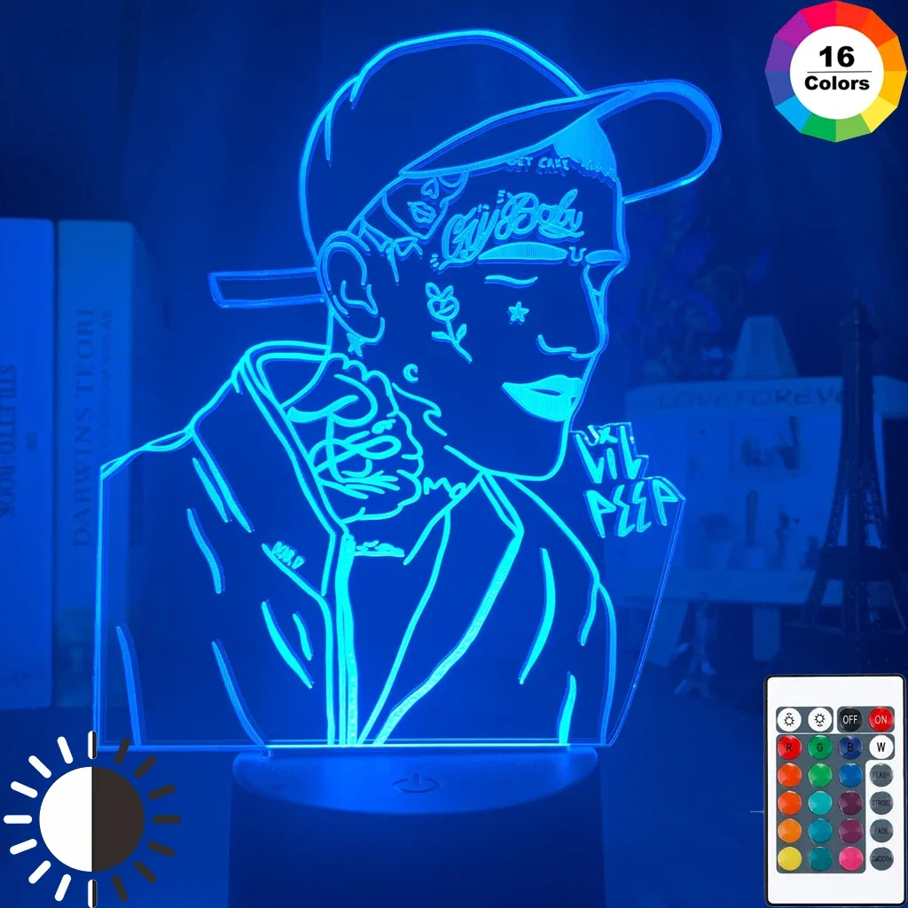 Luz Led nocturna de rapero americano Lil Peep para decoración del hogar, luz nocturna colorida, regalo para seguidores, lámpara 3d de celebridad, envío directo
