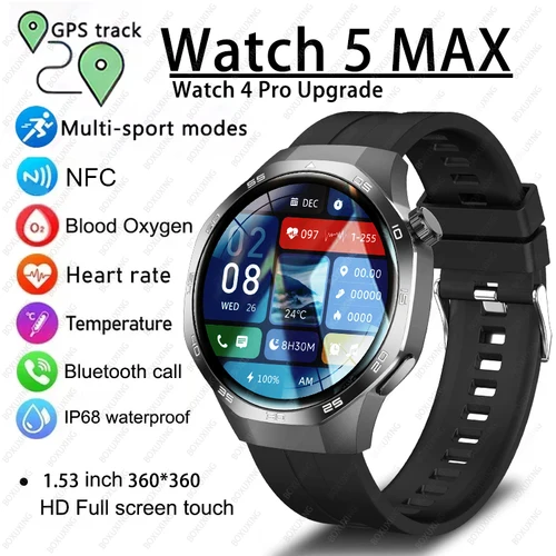 2025 nuevo reloj 5 MAX reloj inteligente HD pantalla AMOLED NFC GPS Tracker Bluetooth llamada impermeable deportes salud Smartwatch hombres mujeres