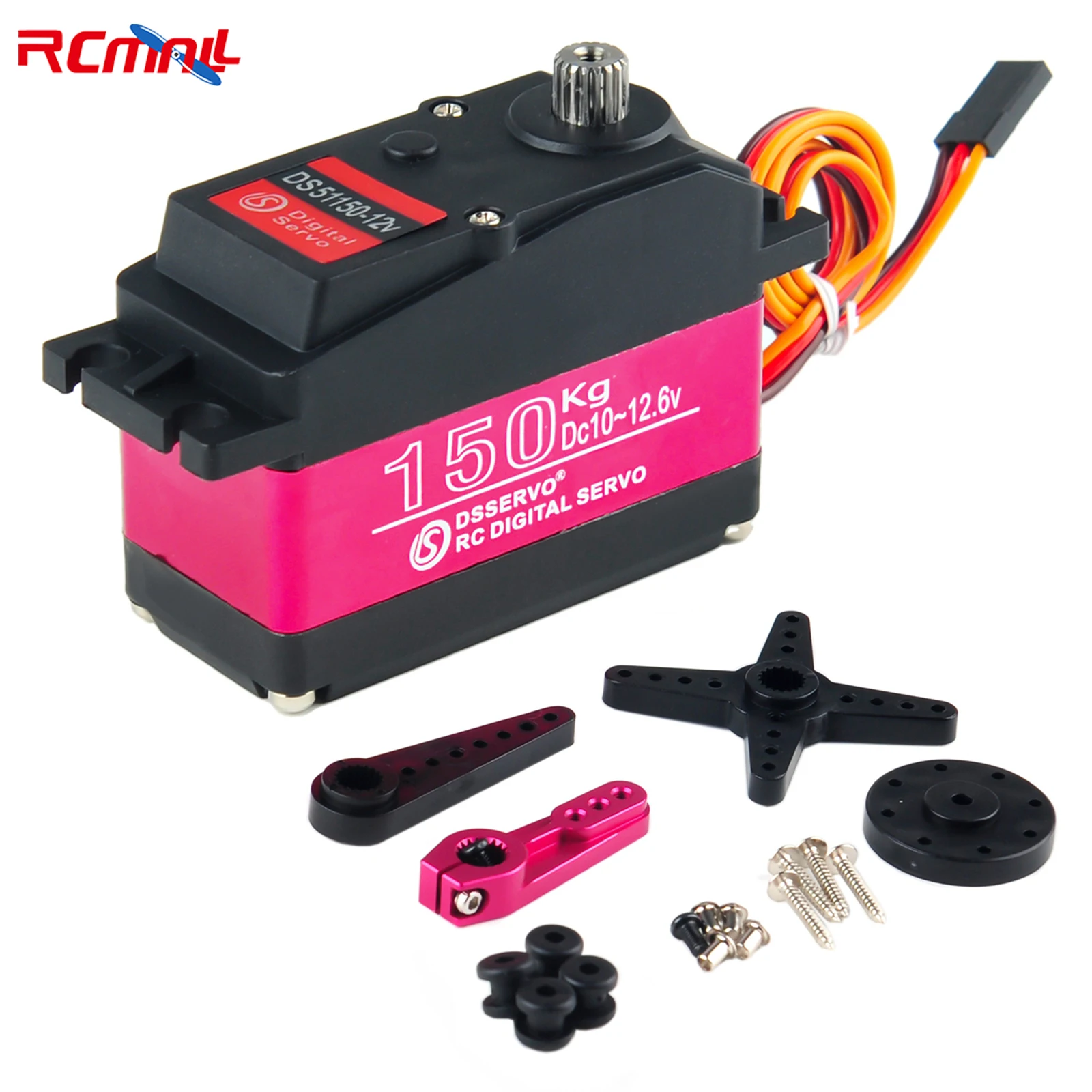 Servo Numérique DS51150 150KG 12V Résistant IP66, Haute Tension avec Bras Servo 18T, Engrenage Entièrement D.lique RC pour Voiture Robot