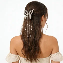 AWAYTR Electroplated Butterfly Hair Claw Clips Alloy Hairpins Girls Big Shark Clips Silver Hair Crab Korean Hair Accessories