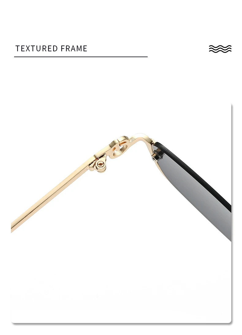 Kleine quadratische Sonnenbrille mit halbem Rahmen für Damen, Markendesigner, Luxus-Brille mit schwarzen Farbtönen, 2024, modische Metall-Rechteck-Brille – Detail 4