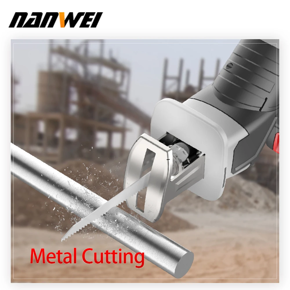 Nanwei 20V 리튬 배터리 브러시리스 소형 말 칼 왕복 톱 군용 칼 톱 절단 톱