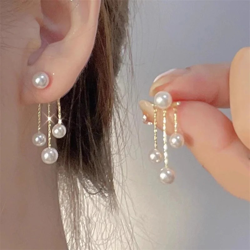 Fashion Exaggerated Tassel Pearl Earrings For Women Jewelry Party Accessries Gifts