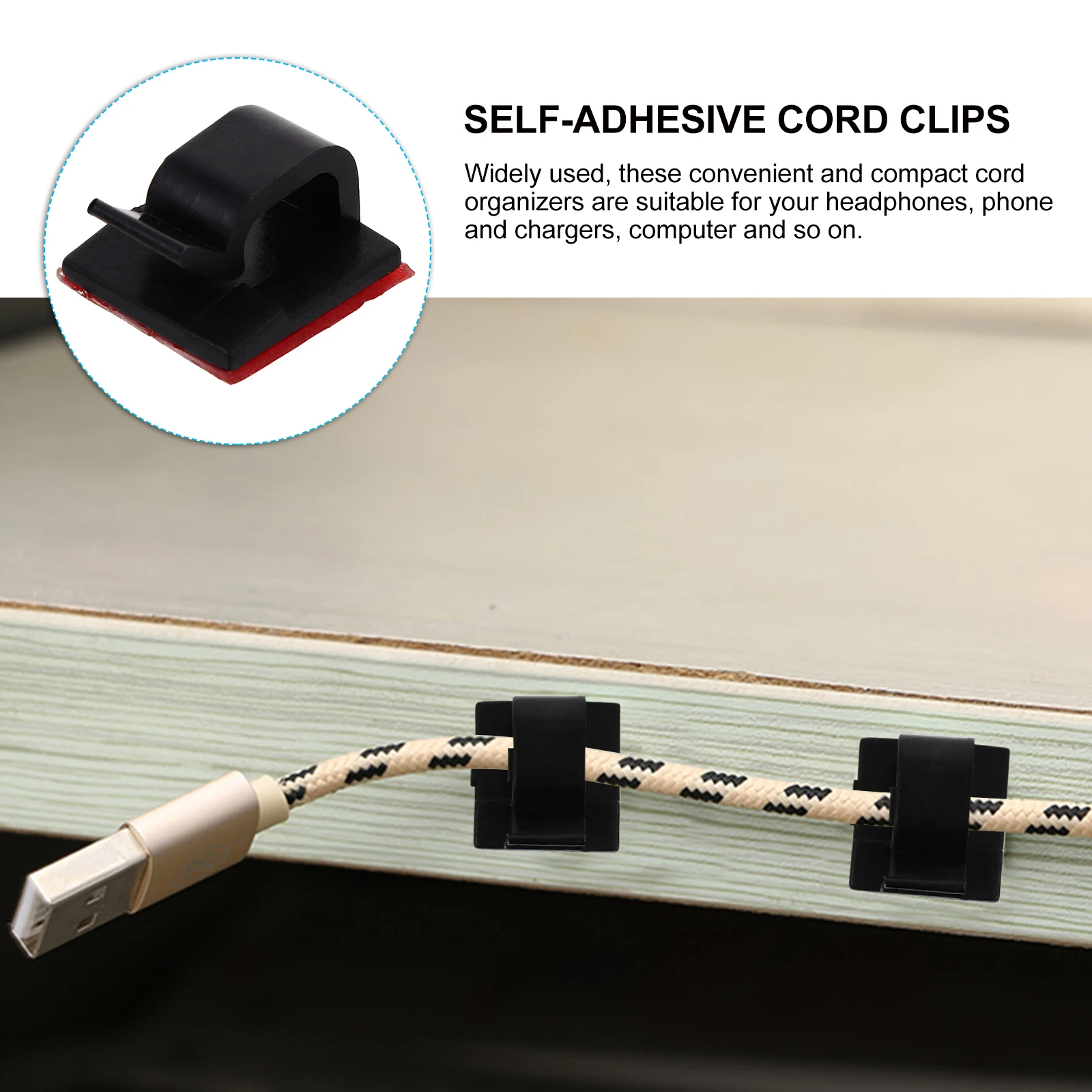 

20 Pcs Data Cable Storage Cables Organizer Wire Adhesive Management Organizers for Cords Holder Clips Plastic Office