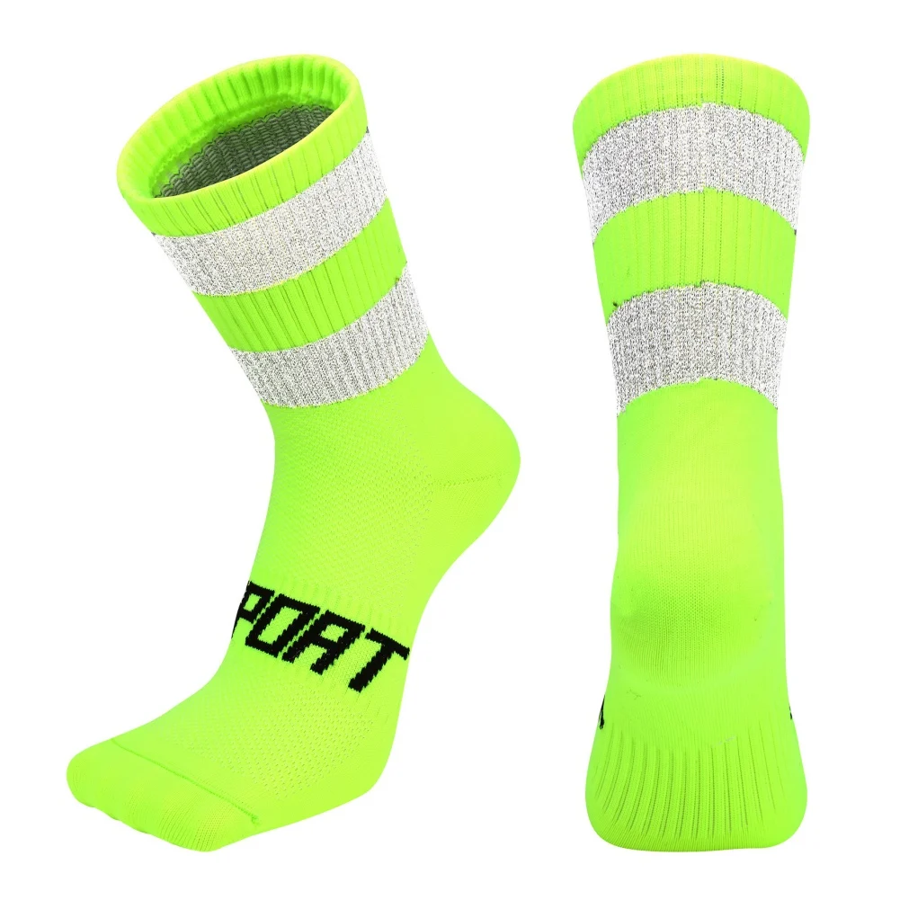 

1 Pair Night Reflective MTB Cycling Socks Running Cossfit Riding Breathable Nylon Sports Compression Socks