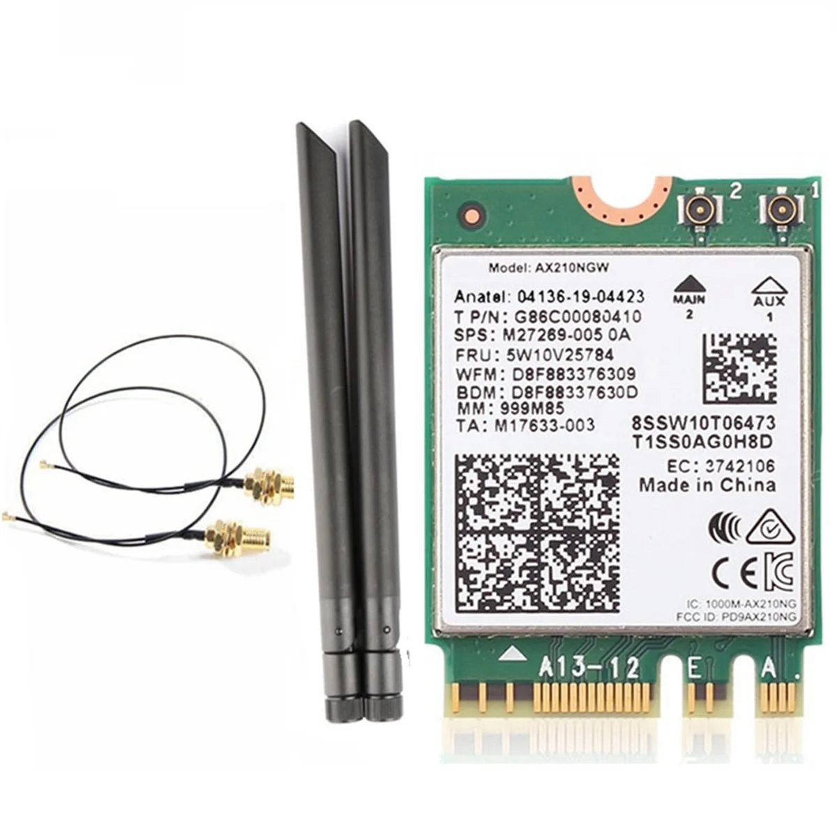 AX210NGW WIFI6E WiFi Card 5374Mbps Tri-Band 2.4G/5G/6G Bluetooth 5.2 MU-MIMO Wireless Network Card with 8DB Antenna Kit