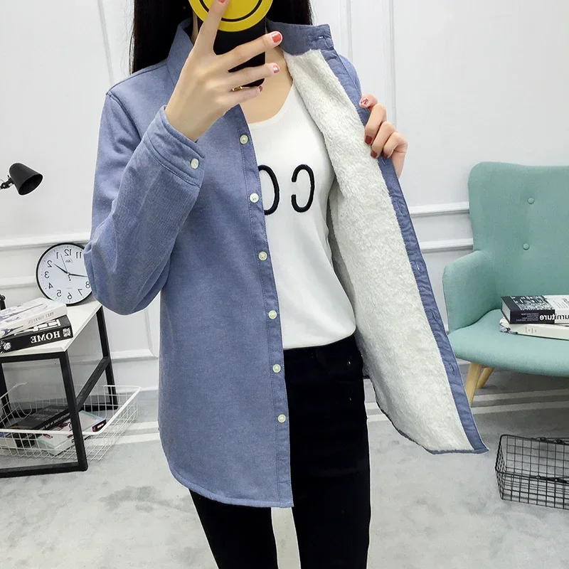 2022 New Autumn Winter Hot Selling Cotton Thickened Blouse Women Shirt Fashion Womens Tops Casual Warm Ladies Work Shirts Female