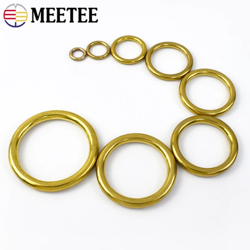 

5/10Pcs Meetee 8-51mm Solid Brass O Ring Seamless Rings Buckle for Keychain Webbing Link Clasp Dog Collar Hook Hardware Craft