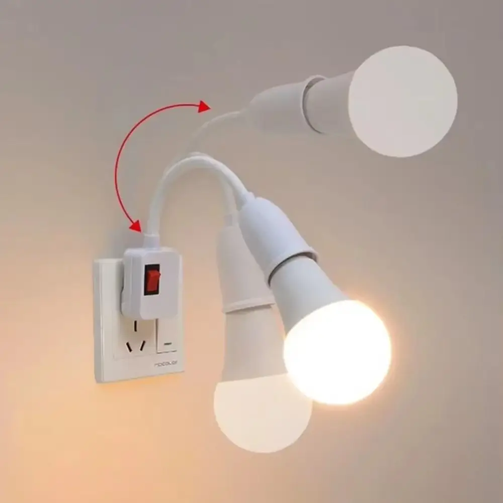 Portable Flexible E27 Lamp Base Direct Plug-in Rotary Lamp Bulb Extension Holder Light Adapter Plug