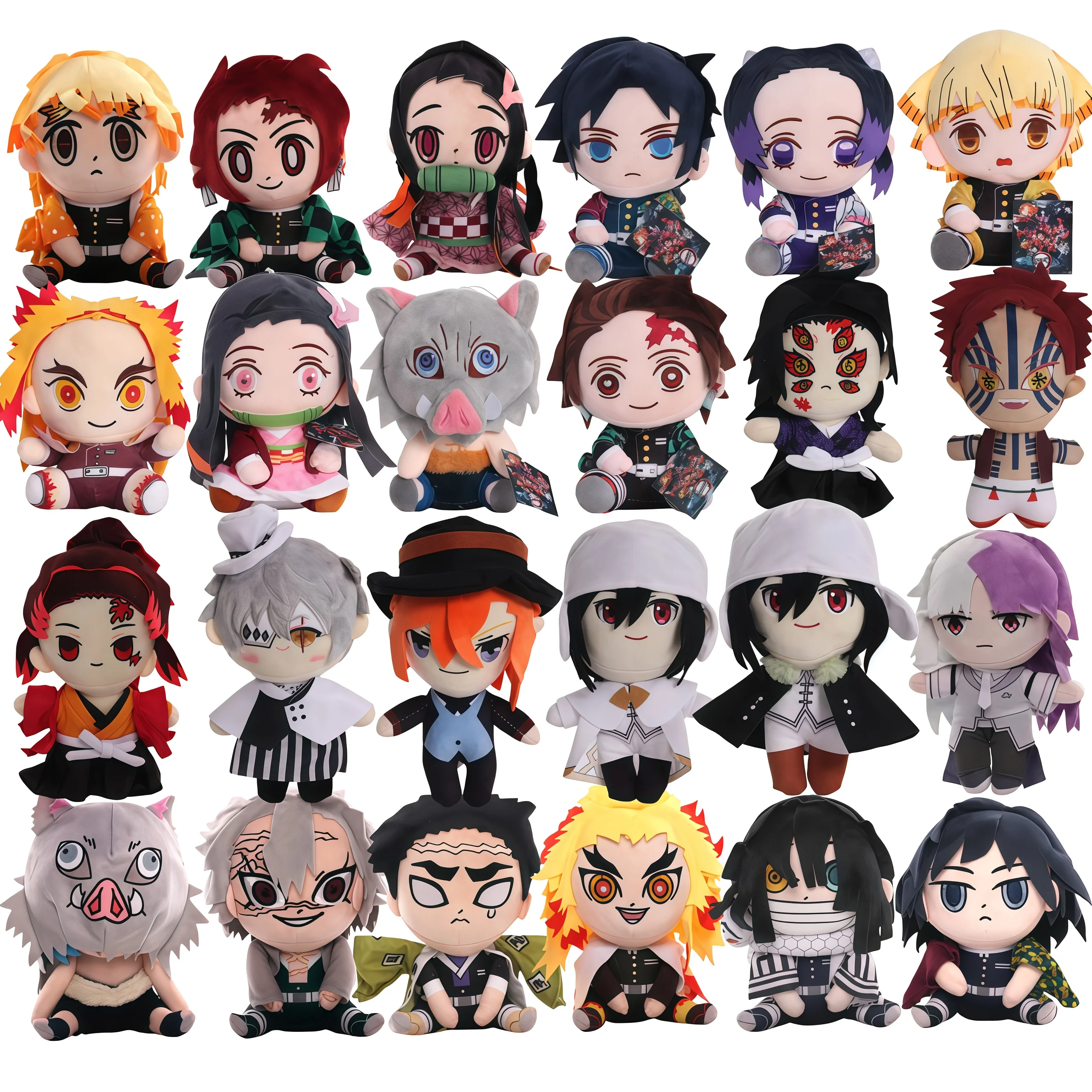 

15-25cm Demon Slayer Cartoon Plush Toys Ghost Slayer Keychain Kamado Tanjirou Kamado Nezuko Kochou Figure Stuffed Doll Child Gif