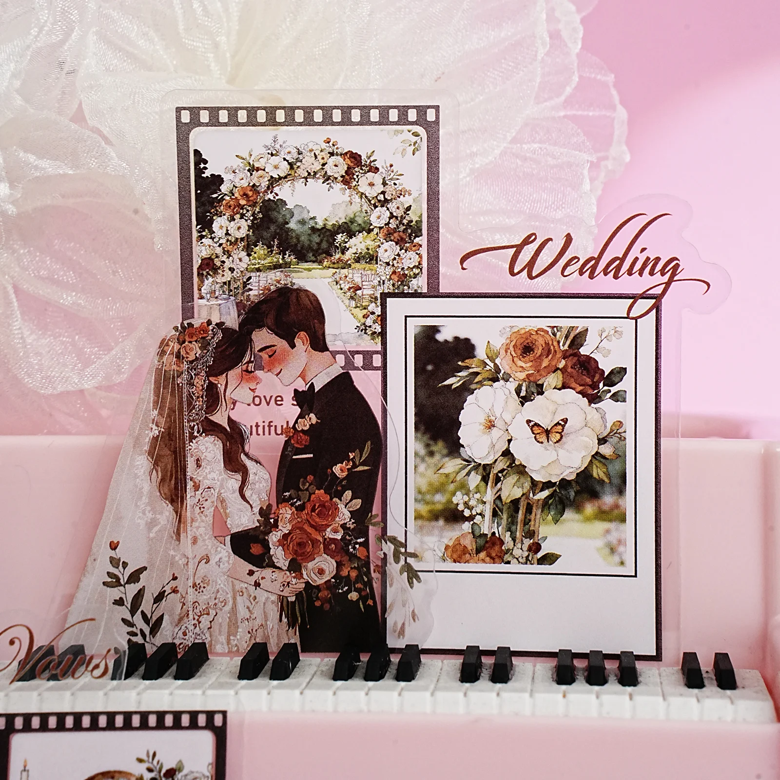 Etori Life Love for a Lifetime Adesivos temáticos de casamento 15 peças Material de casal para sempre Laptop, adesivos de telefone, mala, álbum de fotos, decoração de quarto, materiais de scrapbook feitos à mão, embalagem de caixa de presente, decoração de dia dos namorados, adesivos de brinquedo