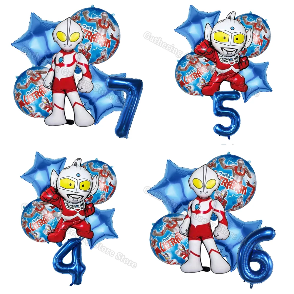 

Ultraman Altman 6Pcs Foil Ballon Children Birthday Party Supplies Festivel Party Decor 18in Star Round 32in Number Helium Globos