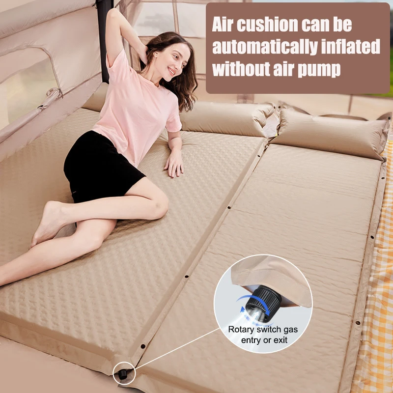 Imagem -04 - Almofada de Dormir Dupla para Acampar Mat Auto-inflável Colchão para Dormir com Travesseiro Caminhadas ao ar Livre Pessoas Travel Bed Air Mat