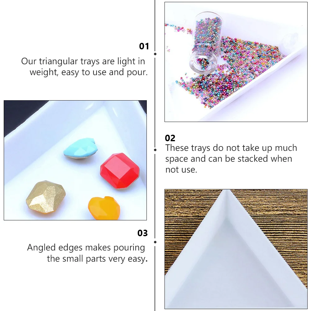 50Pcs Triangle Bead Sorting Tray Portable Jewelry Container Stacking Storage Tray Bracelet Dish Jewelry Dish Ring Container