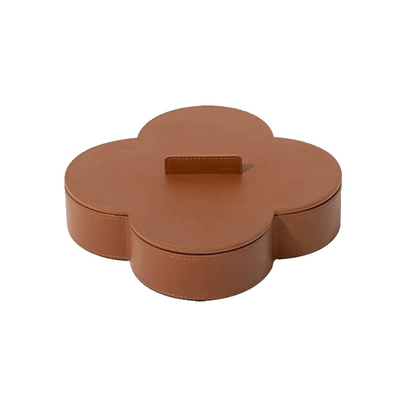 

High-grade Round Leather Storage Box Home Into The House Porch Key Jewelry Box Light Luxury Model Room Tray Ornaments