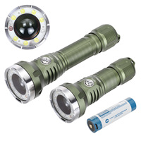 1350M Long Distance Throwing LEP Flashlight 3in1 with 1200LM LED Flood Light & Red Blue AUX Light EDC Strong Spotlight