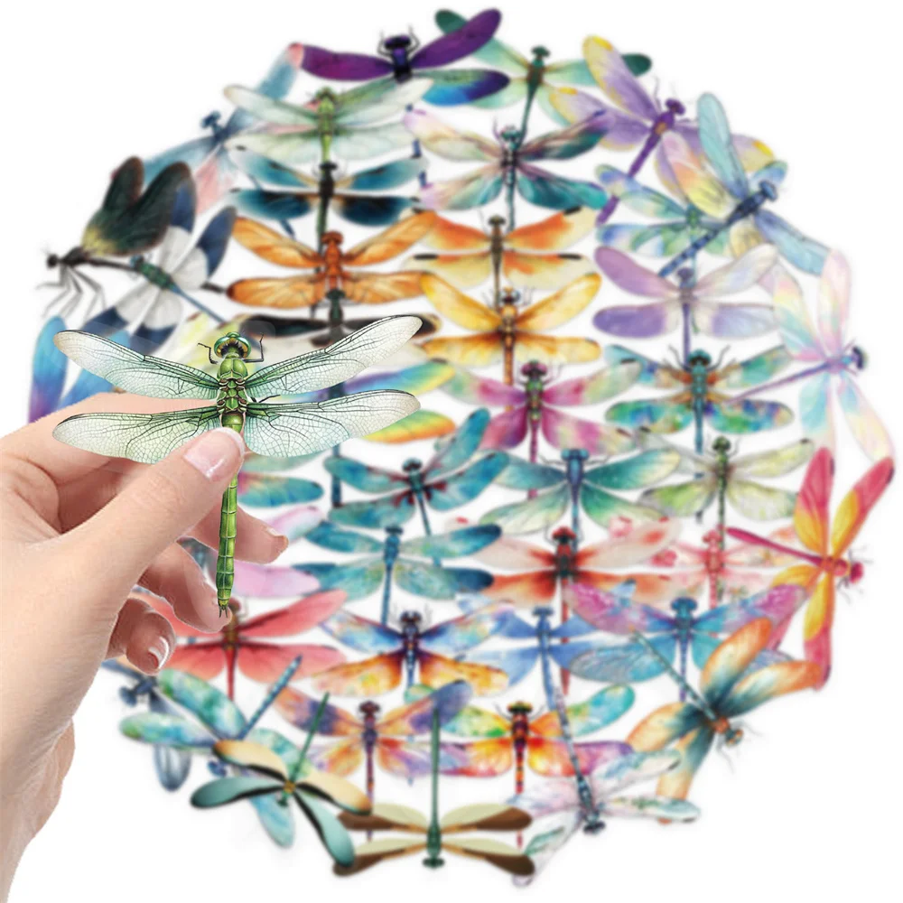 50pcs Cartoon Dragonfly Waterproof Transparent PET Sticker Accounting Material Scrapbooking Supplies DIY Stickers