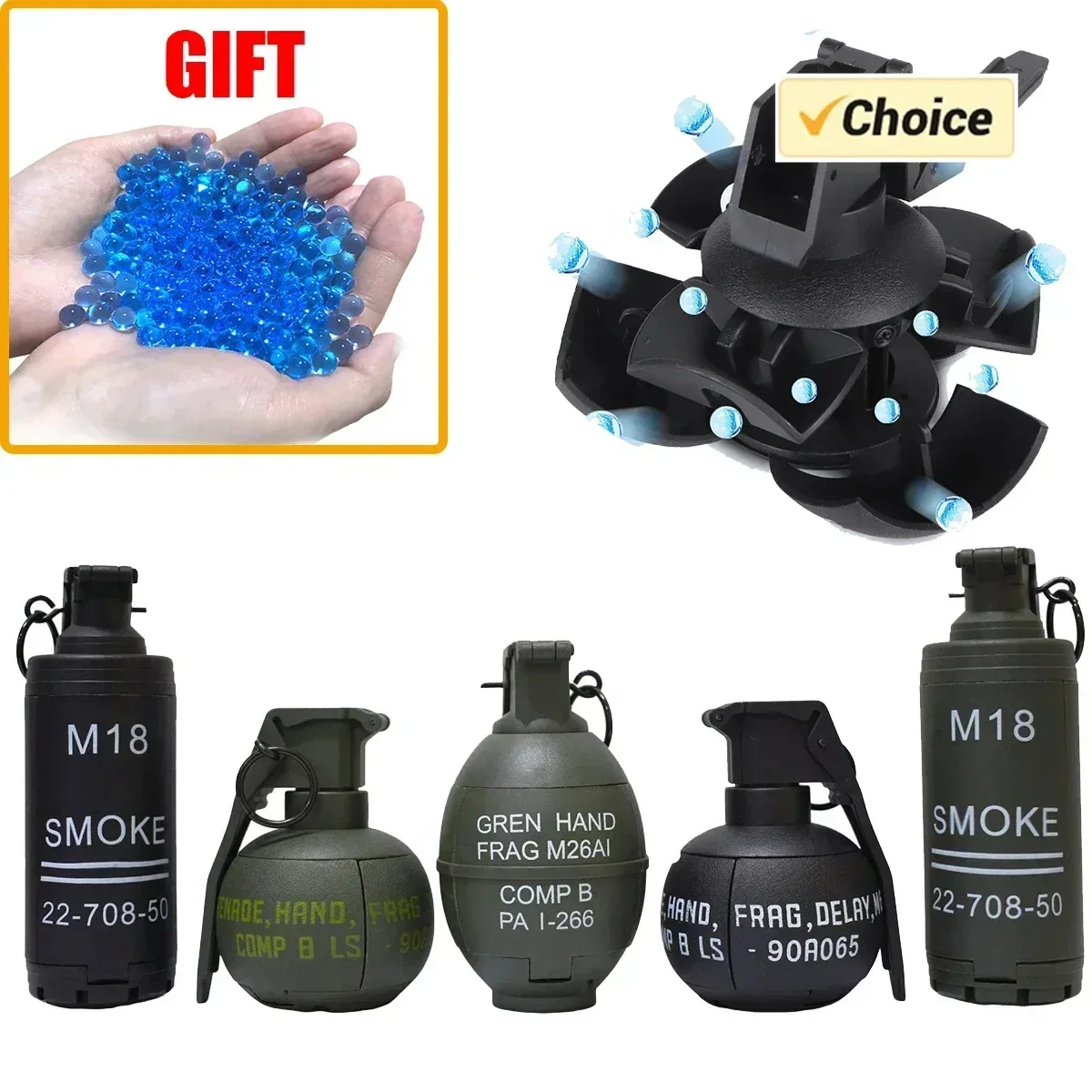 2 Pcs Tactical Grenade Model Toy, M67 Burst Grenade, Military Smoke Grenade Model, for Gun Structural Accessories Hunting CS