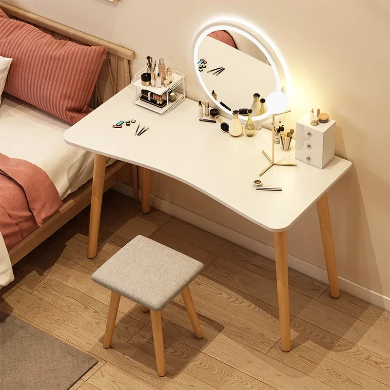 Simple Dressing Table Bedroom Modern Simple Solid Wood Color Small Dressing Table Internet Celebrity Ins Style Makeup Table
