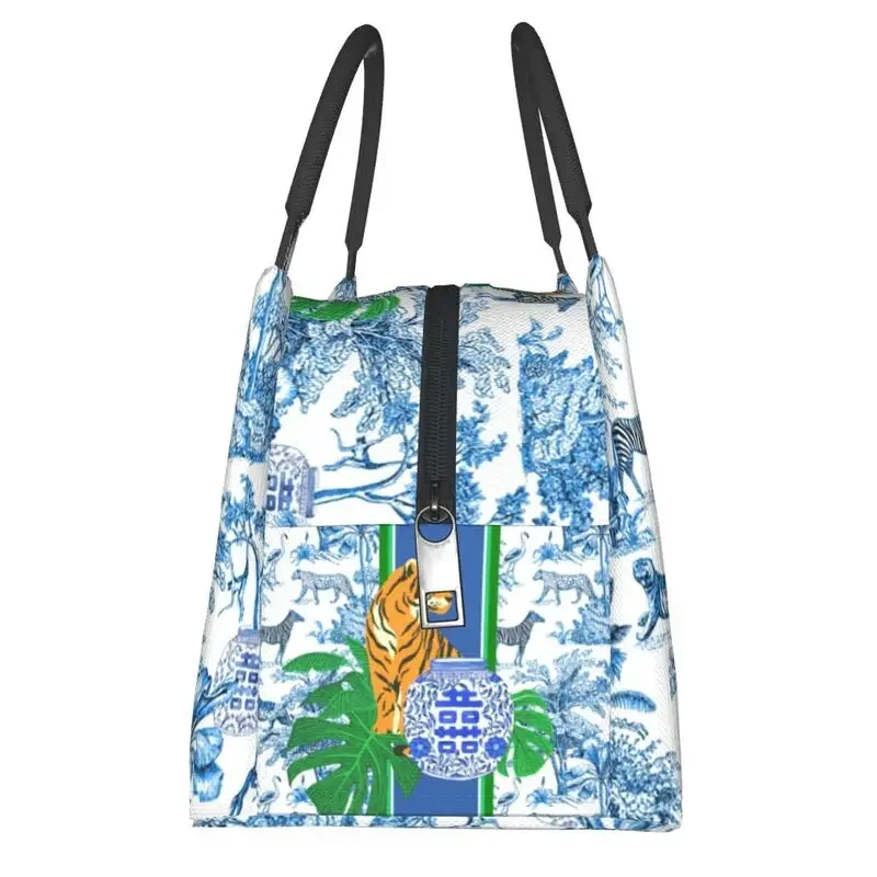 Tiger Chinoiserie Ginger Jar Insulated Lunch Bag for Camping Travel Porcelain Resuable Thermal Cooler  Box Women image 4