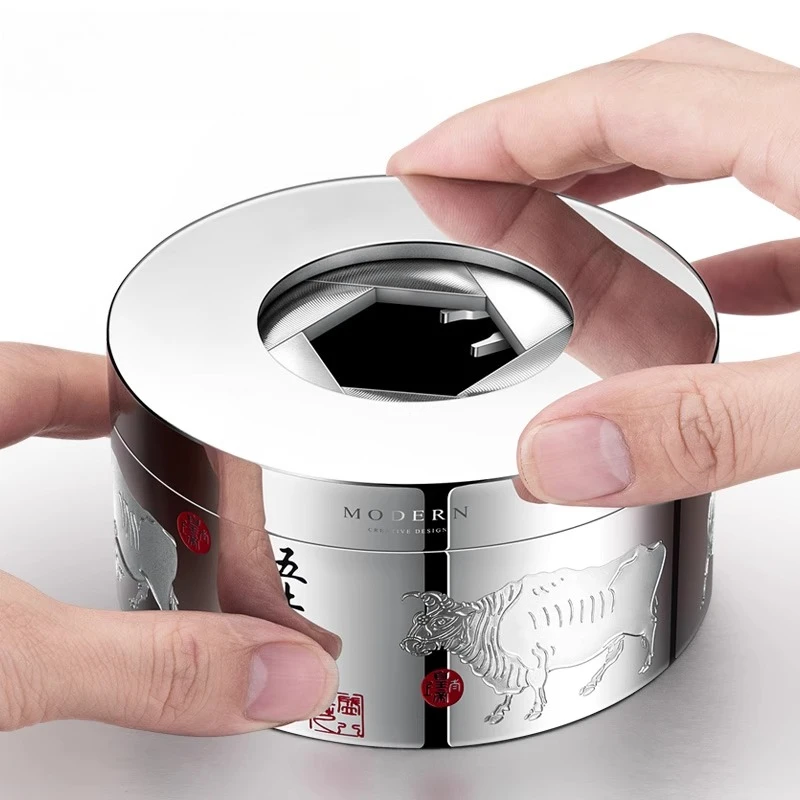 

Trend ashtray stainless steel closed with cover anti-fly ash