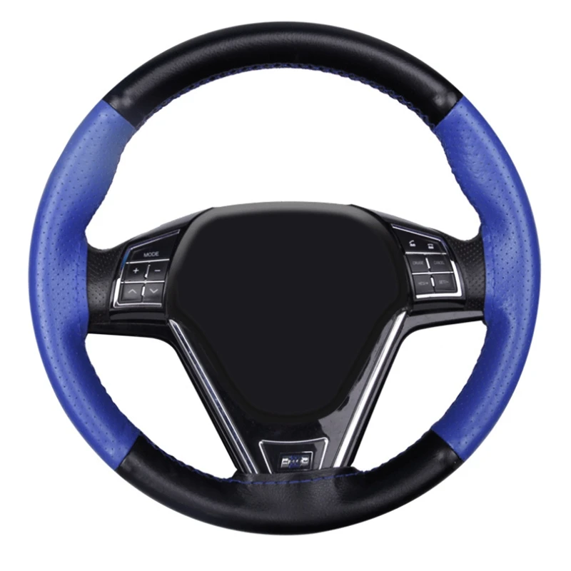 Car Steering Wheel Cover Genuine Leather Cowhide Braid With Needles Thread Car-Styling 38CM DIY Automobile Interior Accessory