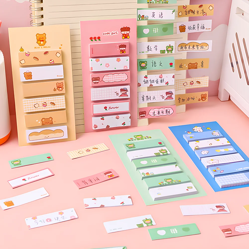 Japanese Cute Index Tabs Sticky Notes Memo Pad Post Notepads Scrapbooking Stationery Bookmarks Book Markers Stickers Annotation