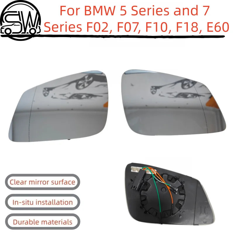 Rearview mirror lenses - heated rearview mirror lens glass For BMW 5 Series and 7 Series F02, F07, F10, F18, E60