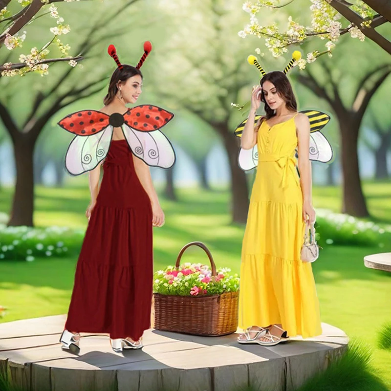 Femmes enfants ailes de fée Halloween fée Costume papillon coccinelle abeille fée Cosplay ailes d'ange scène performance Costume