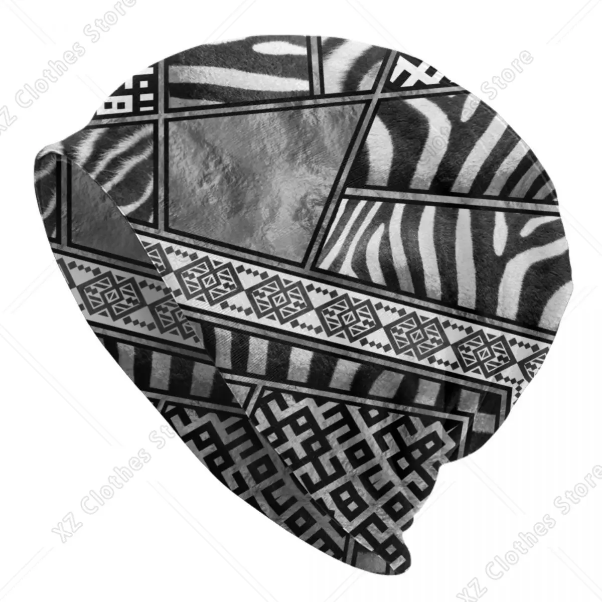 Custom Zebra Fur Skin Ethnic Tribal Ornaments Bonnet Hats Cool Knit Hat r Warm Animal Leather Texture Skullies Beanies Caps