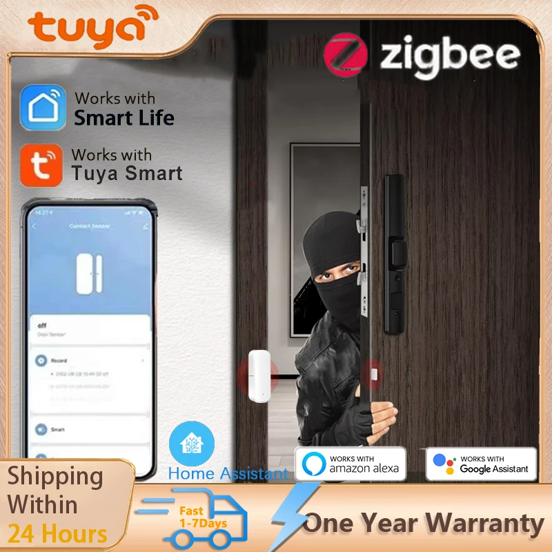 Tuya Zigbee Door Window Sensor Smart Home Security Alarm Wireless Magnetic Contact Detector Remote Monitor for Home Assistant
