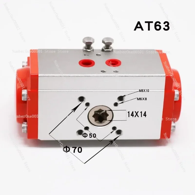 Professional AT series pneumatic rotary AT63 Octagonal shaft double acting actuator Pneumatic head dual action
