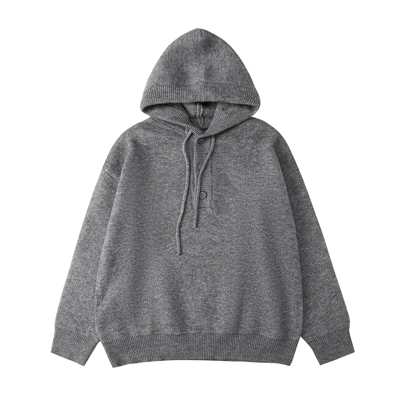 Suéter con capucha para adolescentes para hombres en invierno, suéter de punto grueso y cálido Retro americano perezoso de gama alta, moderno y atractivo