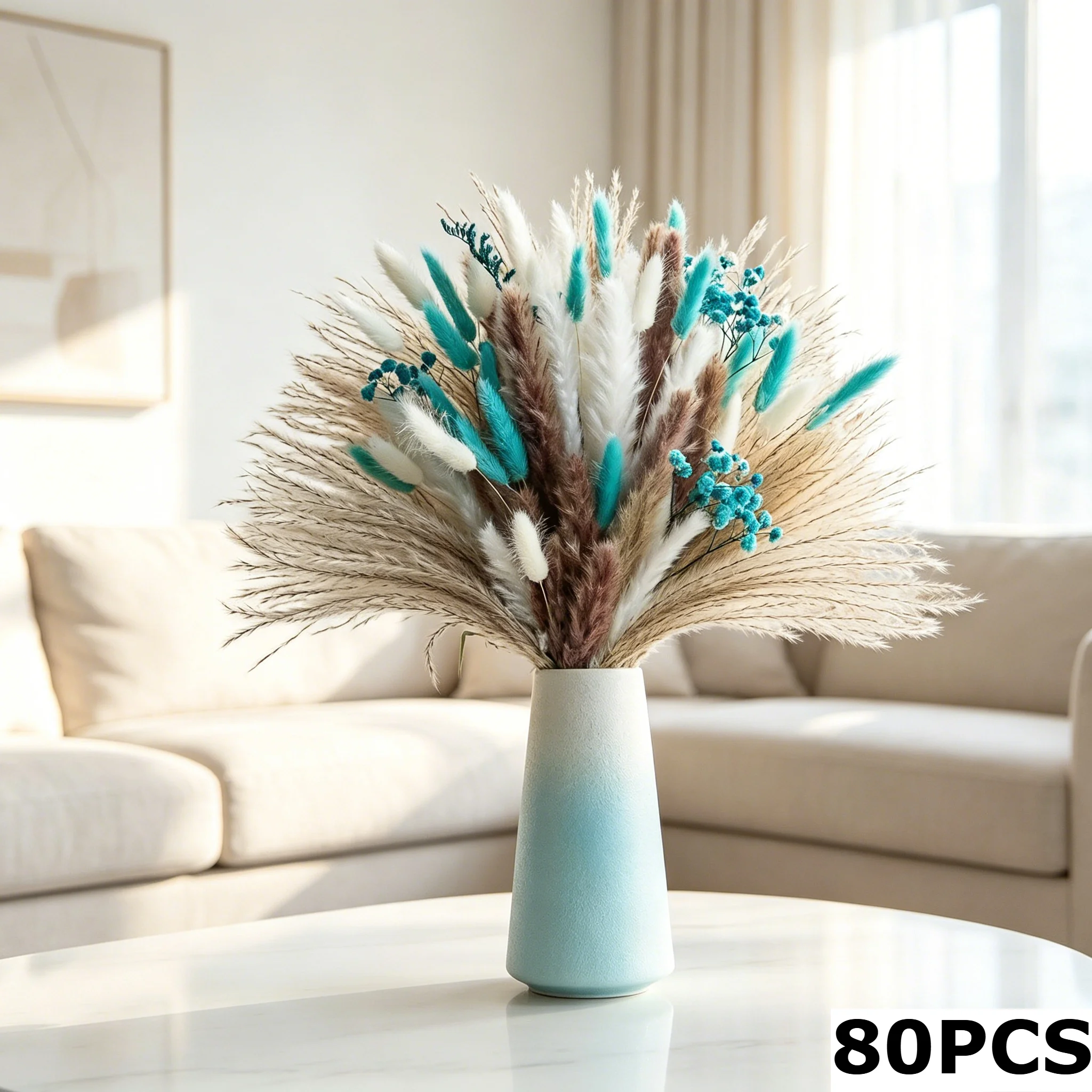 티파니 블루 드라이플라워 부케, 풍성한 팜파스그래스와  - Pampas Grass Decor 리뷰 및 가격