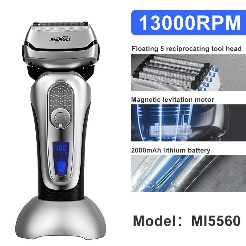 Mi5560 Professional Cordless Hair Clipper 13000RPM Magnetic Levitation Motor Integrated LCD Display Full-Body Waterproof Design