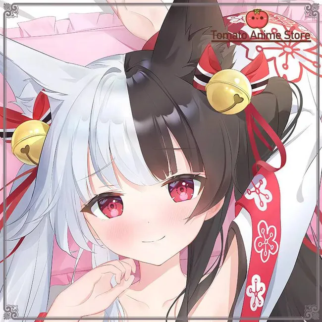 

Black And White Fox Anime Vtuber Hing Case Body Pillow Double-Sided Print Life-Size Cover