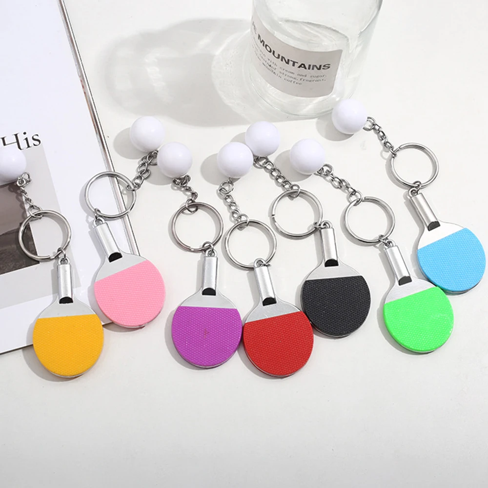 Fashion Table Tennis Keychains Colorful Simulation Racket Keyring Sporty Pendant Unisex Backpack Ornaments Fans Souvenir Gift