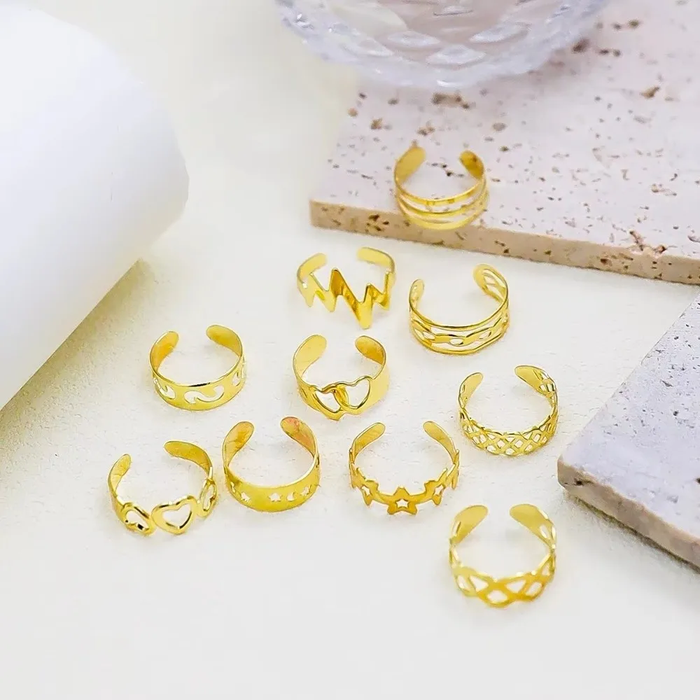 10Pcs Vintage Toe Rings Set Alloy Adjustable Women Foot Rings Different Shapes Silver/Gold Summer Beach Jewelry view 4