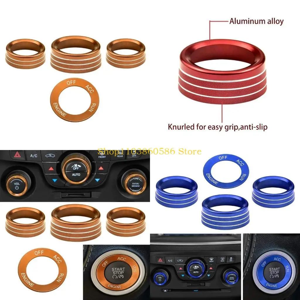 

242A 3Pcs/set Engine Start Stop Button Switch Cover Trim for Challenger- 2015-2021 Auto Center Console Knob Radio Knob Ring