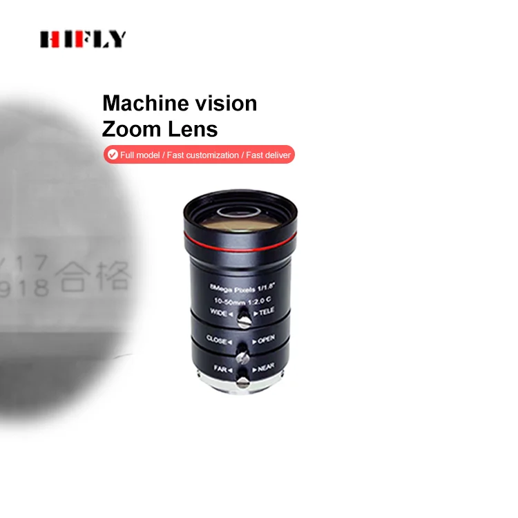 Zoom Lens HIFLY 10-50mm Focal Length 8MP 1/1.8'' Machine Vision Varifocal Lens for Industrial Inspection